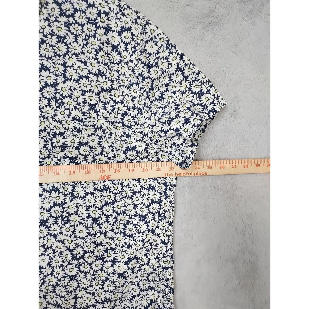 J Crew Shirt Mens Large Slim Flex Washed Daisy Floral Short Sleeve Blue Oxford L